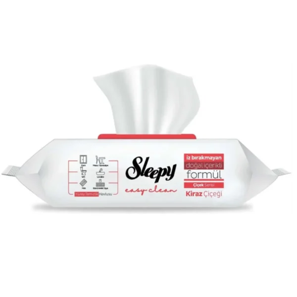 Sleepy Easy Clean Kiraz Çiçeği Yüzey Temizlik Havlusu 100 Yaprak | İz Bırakmaz, Hijyenik