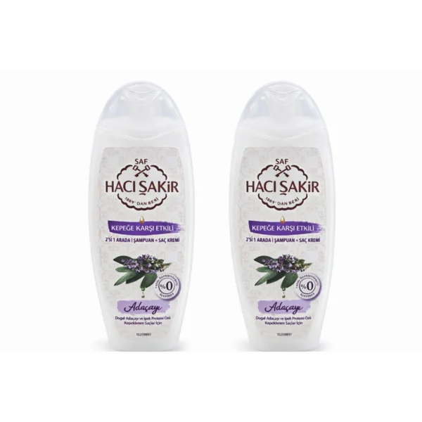 Hacı Şakir Adaçayı Kepeğe Karşı 2’si 1 Arada Şampuan + Saç Kremi 2×500 ml | Güçlü Bakım
