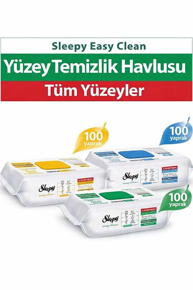 Sleepy Easy Clean 2XLarge Yüzey Temizlik Havlusu Sleepy Easy Clean Yüzey Temizlik Havlusu 3’lü Set (3x100 Yaprak) | Tüm Yüzeyler İçin Pratik Temizlik - Görsel 1